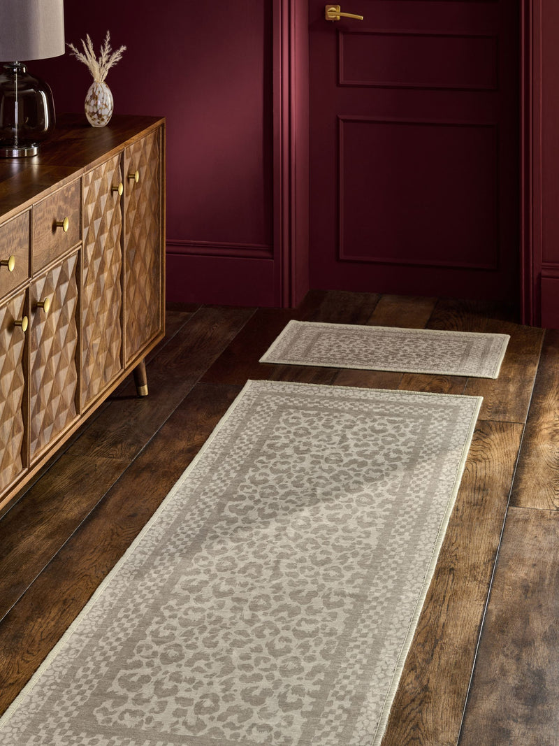 Washable leopard print runner rug, UK version