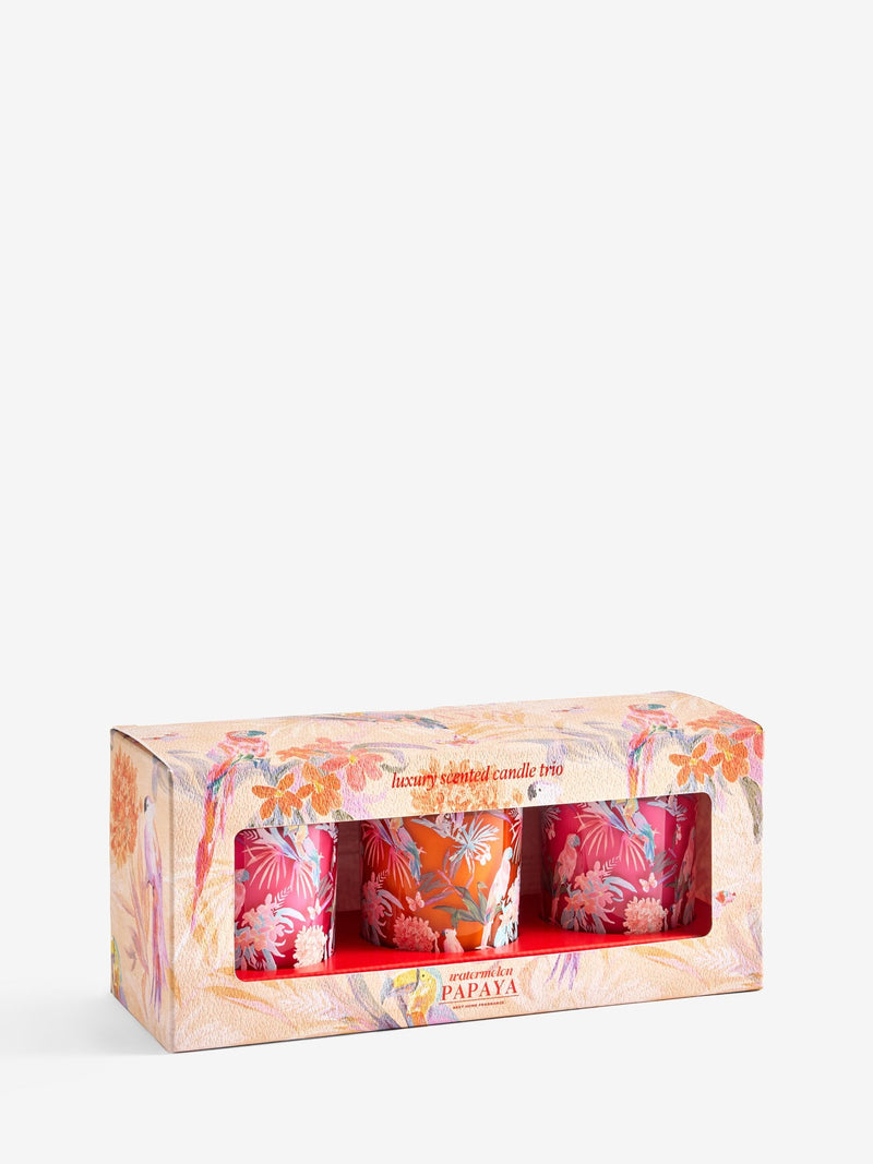 Watermelon Papaya Tropical Candles set of 3, imported from the UK