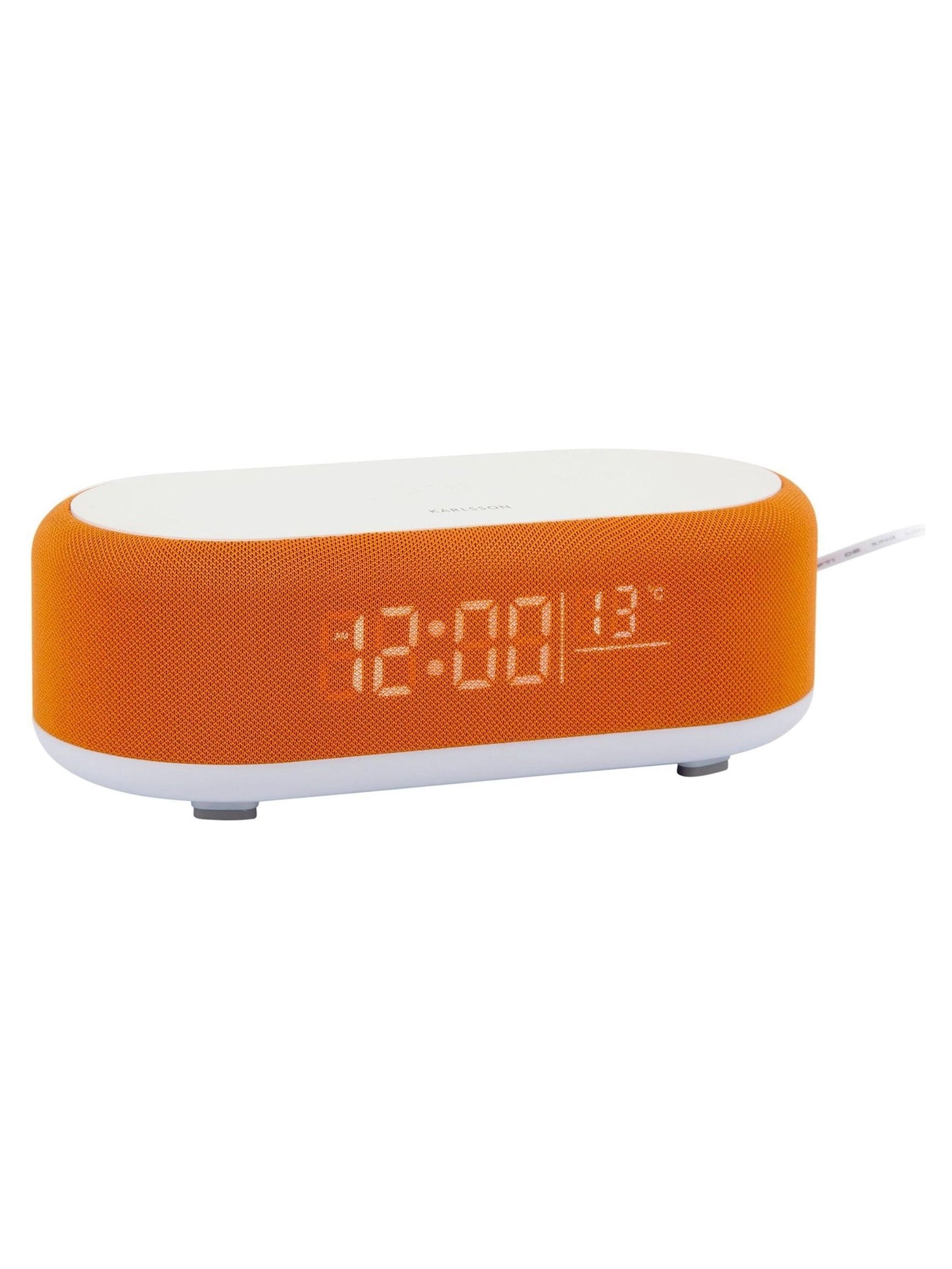 Karlsson Bright Orange Alarm Clock with Phone Charger 19.8x9.8x7cm, UK version