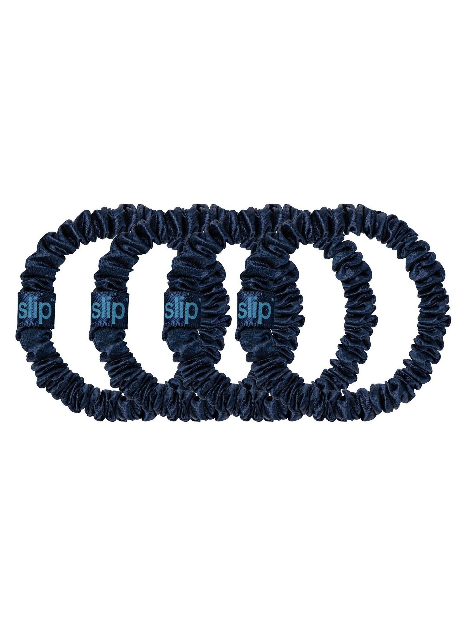 Slip silk skinny scrunchies 4 pack navy, UK version