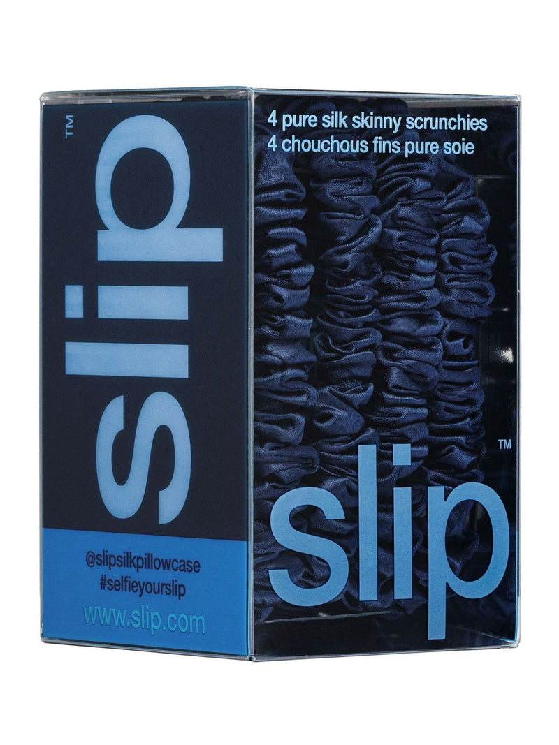 Slip silk skinny scrunchies 4 pack navy, UK version