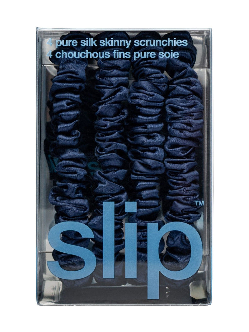 Slip silk skinny scrunchies 4 pack navy, UK version