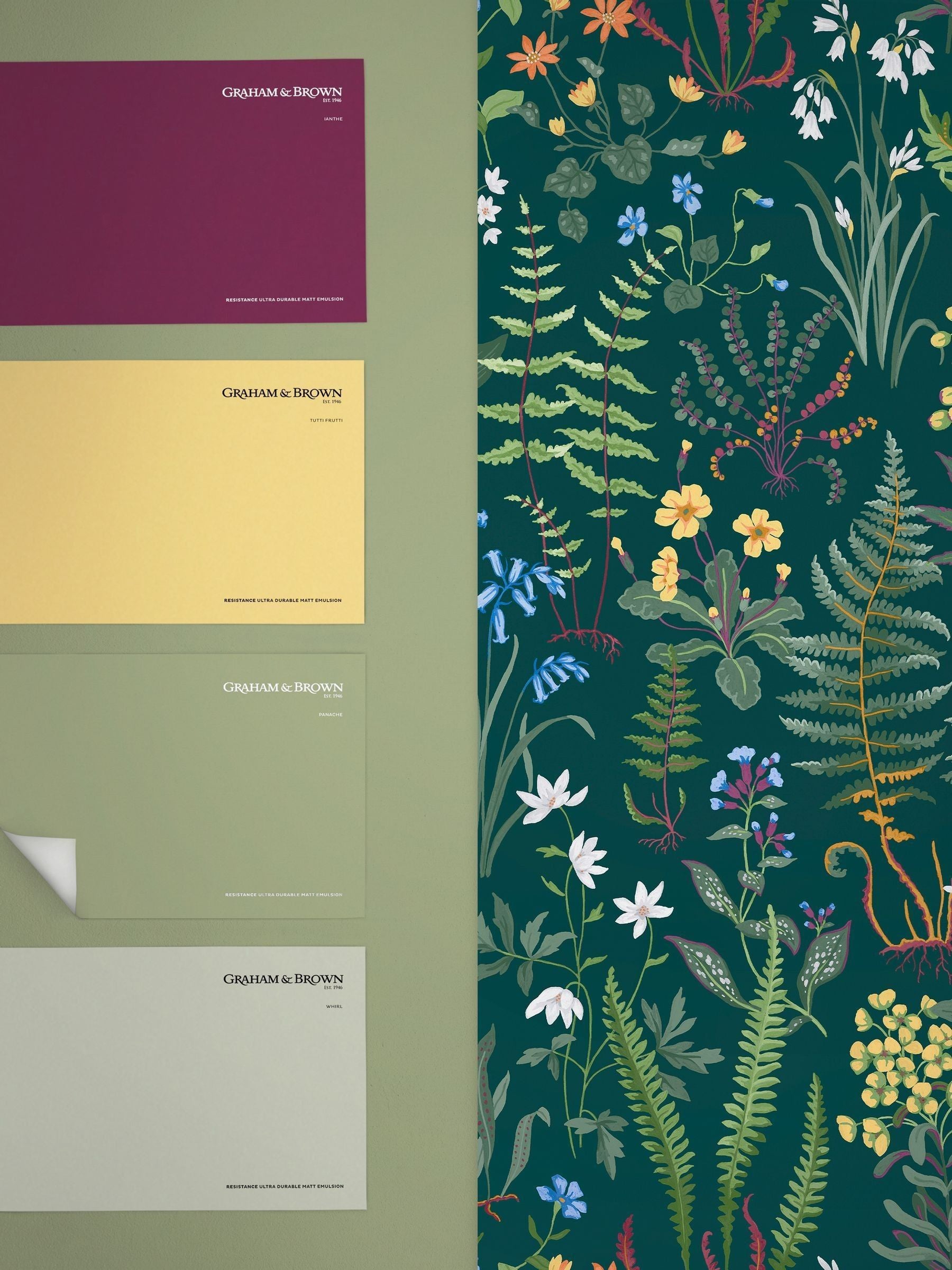 Graham & Brown Blue Oshibana A4 wallpaper sample - British product