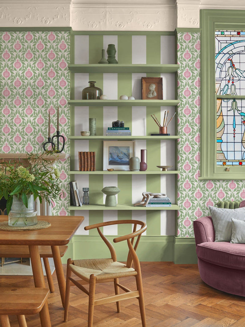 Graham & Brown Pink Green Apple of Grenada A4 Wallpaper Sample