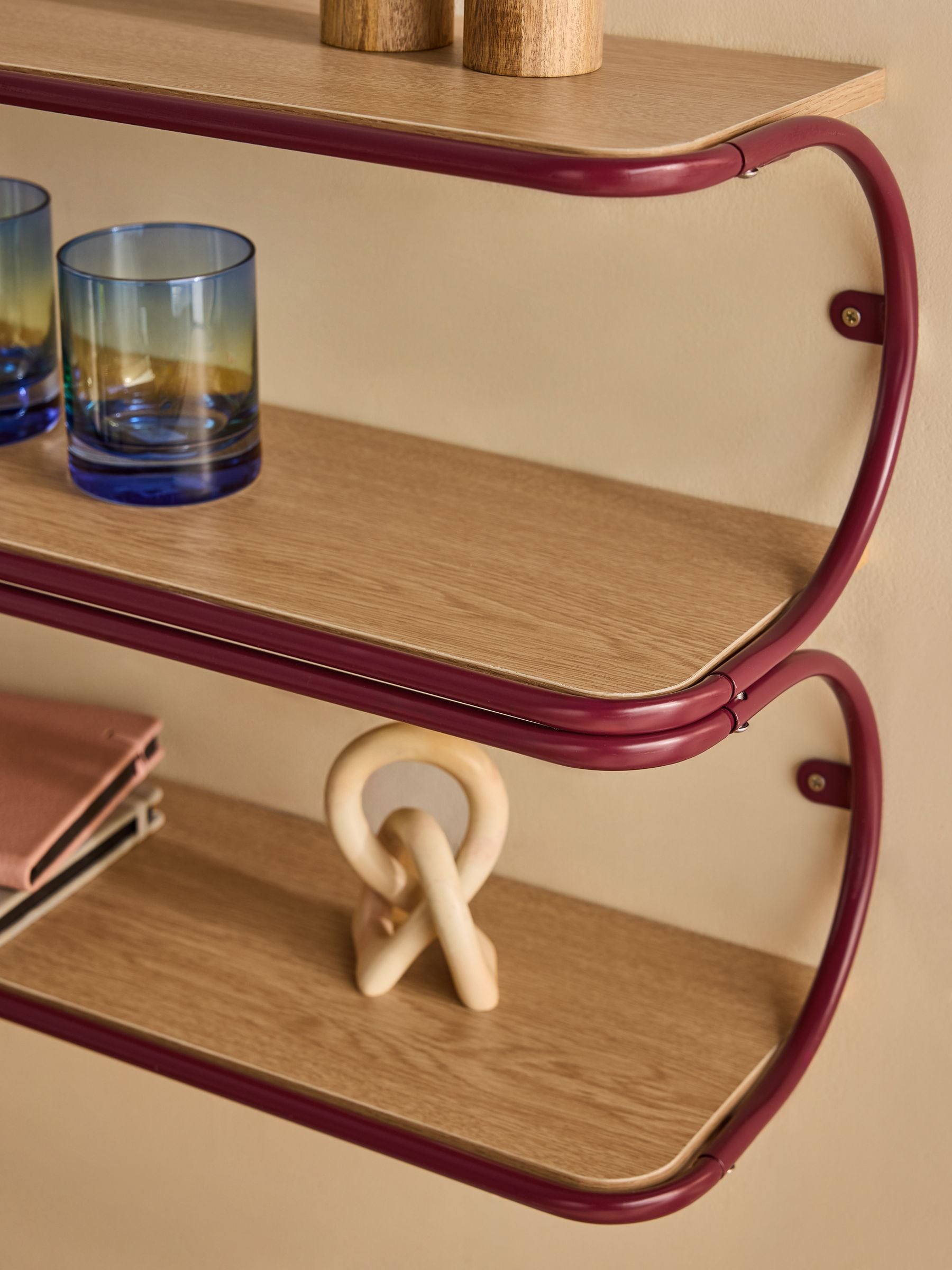 MADE.COM Chrome and Dark Wood Effect Piper Wall Shelf