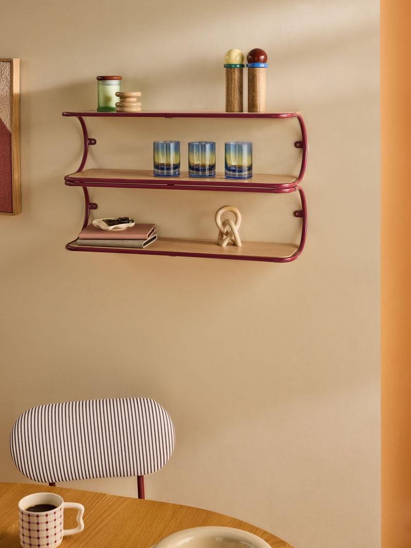 MADE.COM Burgundy and Oak Effect Piper Wall Shelf