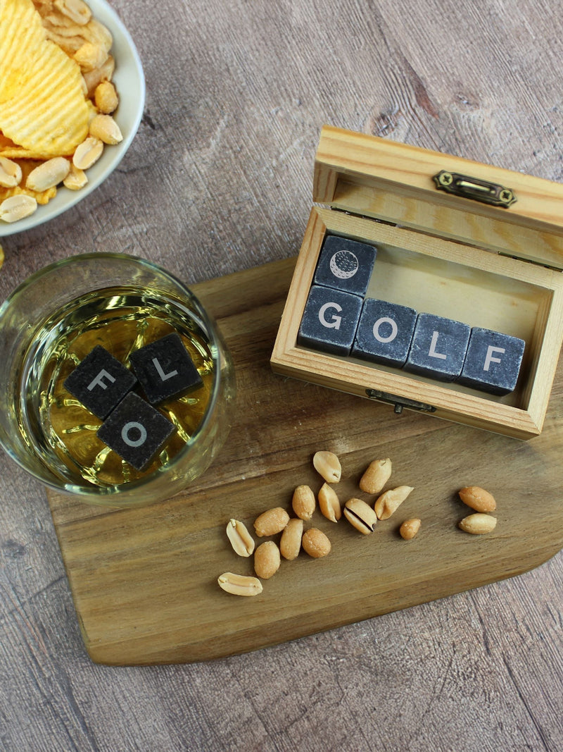 PMC personalised whisky glass and stone set (British brand)