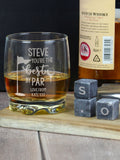 PMC personalised whisky glass and stone set (British brand)