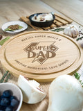 Personalised Super Dad wooden chopping board, UK version