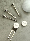 Personalised golf set with engraved ball markers, UK version
