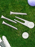 Personalised golf set with engraved ball markers, UK version