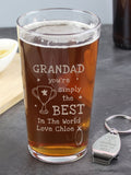 PMC personalised pint glass and bottle opener set, UK version
