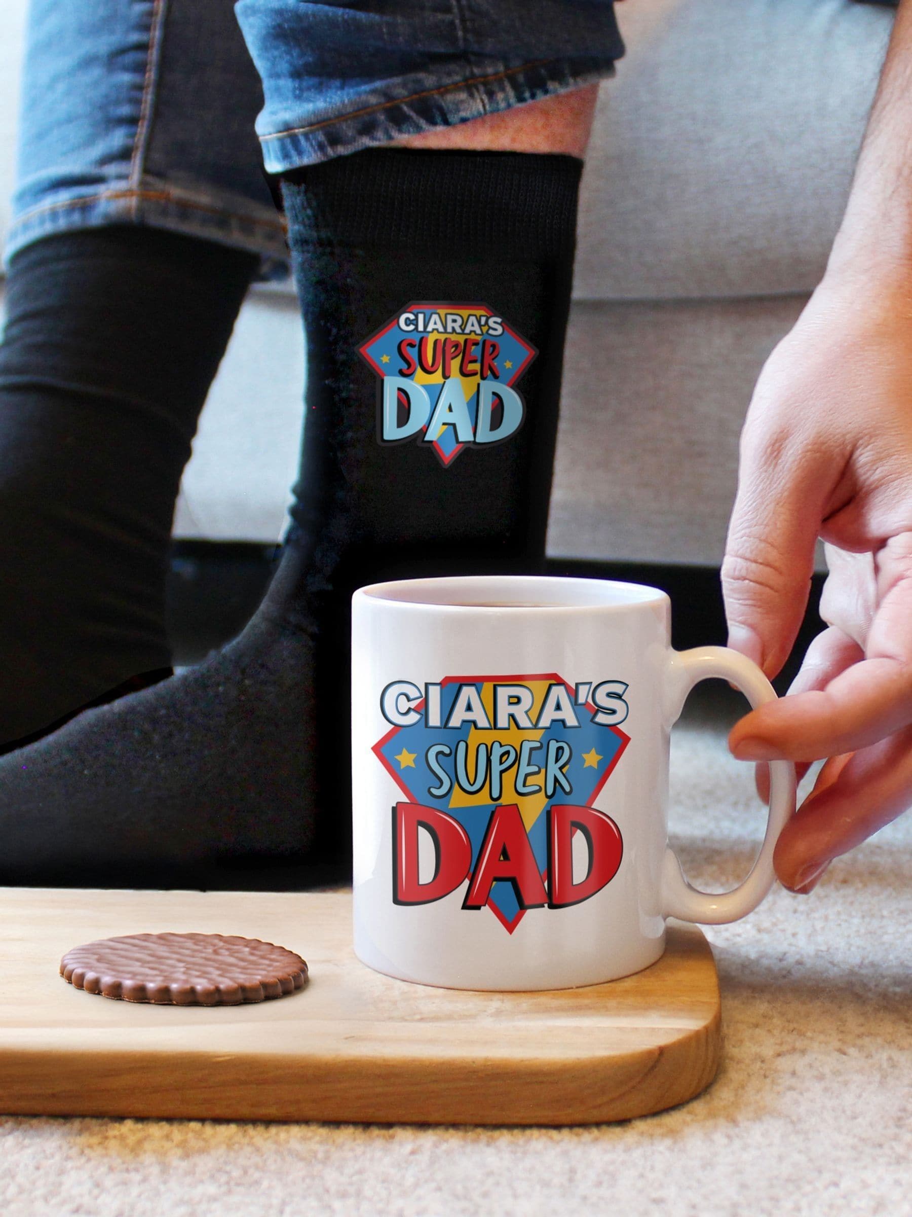 PMC Super Dad personalised mug and socks, UK version
