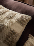 Woven check cushion textured neutral 50x50cm, imported from the UK