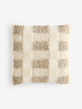 Woven check cushion textured neutral 50x50cm, imported from the UK
