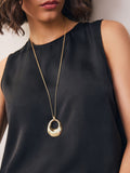 Necklace gold tone open circle drop long, imported from the UK