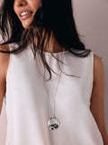 Gold Tone Open Circle Drop Long Necklace