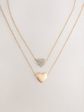Gold tone two row pavé heart necklace - British product