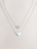 Silver Tone Two Row Pavé Heart Necklace