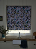 Multicoloured leaf print blackout roller blind, imported from the UK