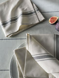 THE SET cream grey stripe tablecloth and napkins, imported from the UK