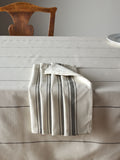 THE SET cream grey stripe tablecloth and napkins, imported from the UK