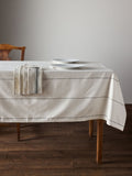 THE SET cream grey stripe tablecloth and napkins, imported from the UK