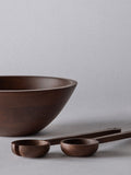 Brown wooden bowl and servers set, UK version