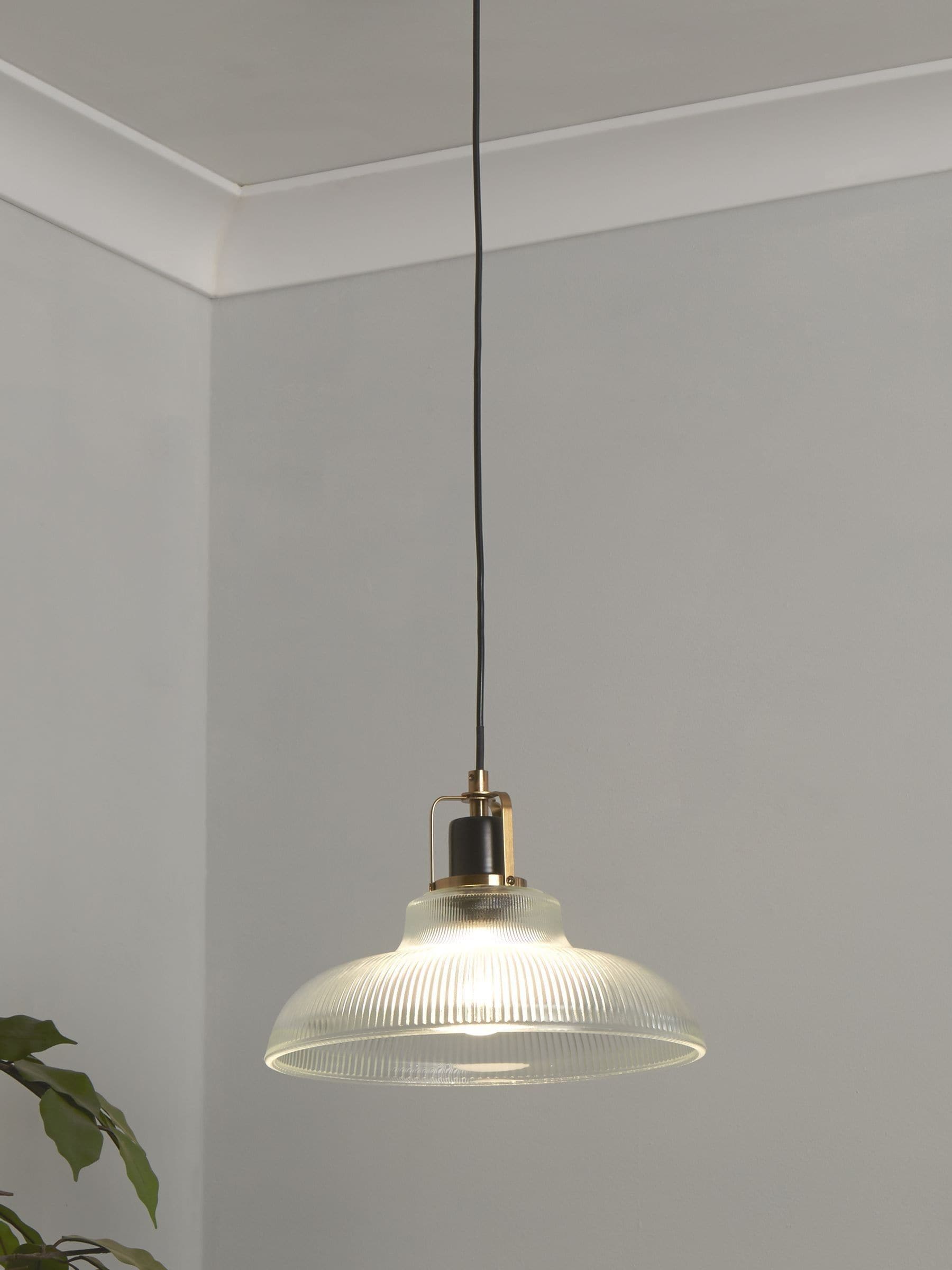 Searchlight clear brass and black pendant light, UK version