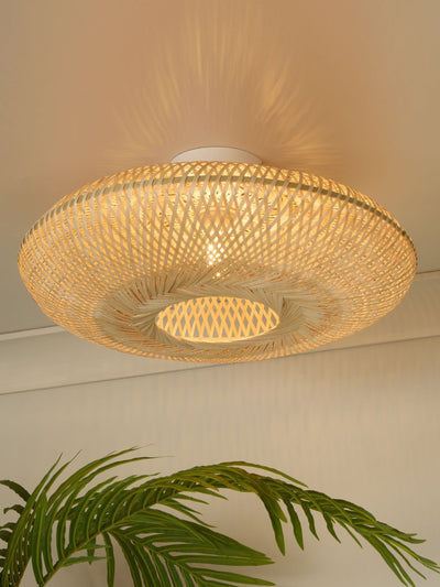 Next Searchlight White Havana Wood Flush Ceiling Light 50cm- Buy online at McGrocer