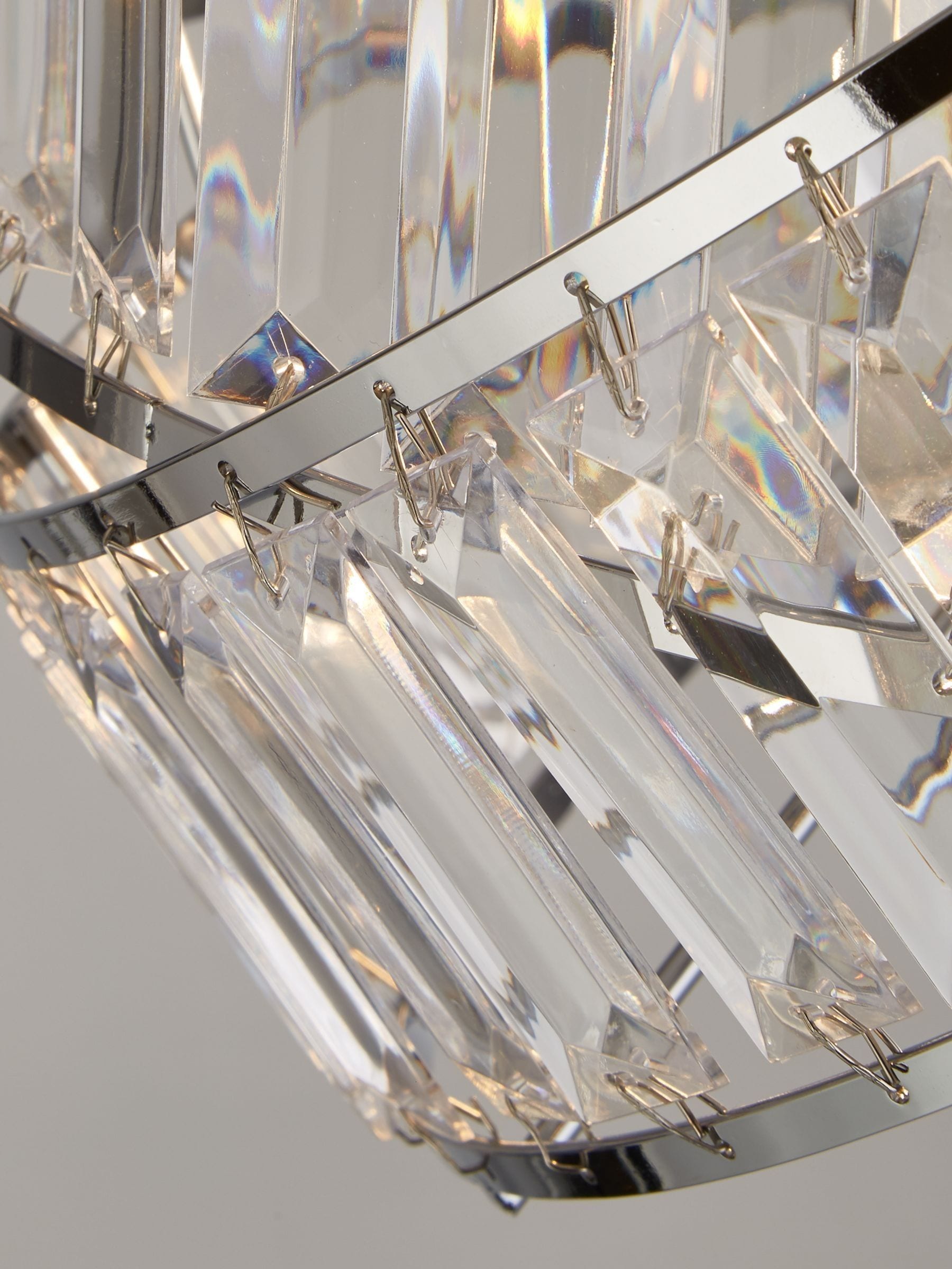 Searchlight chrome floor lamp with crystal prisms 150cm (British brand)