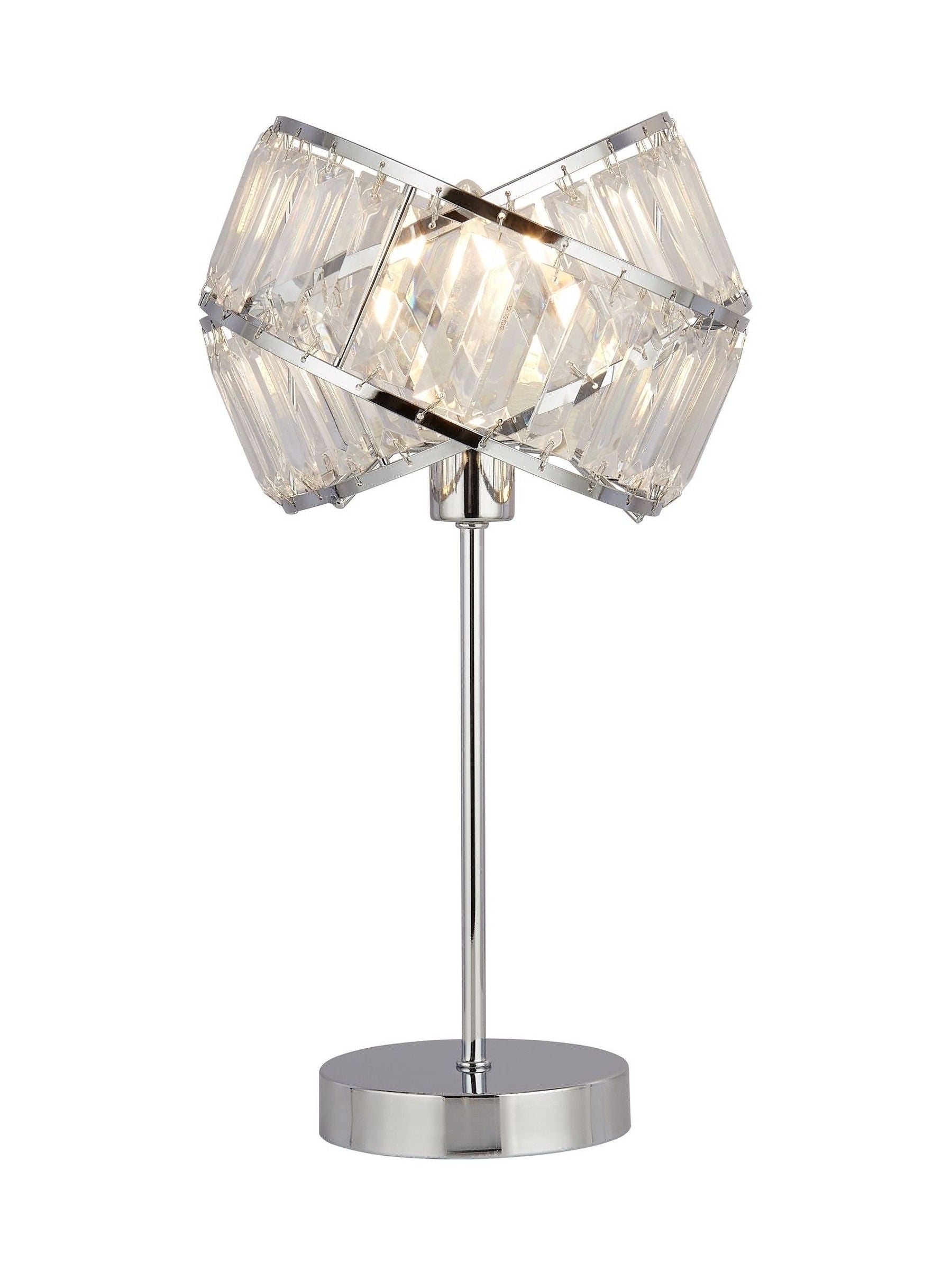 Searchlight Madea chrome clear table lamp 39cm, imported from the UK