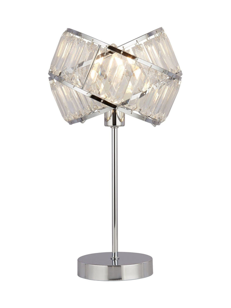 Searchlight Madea chrome clear table lamp 39cm, imported from the UK