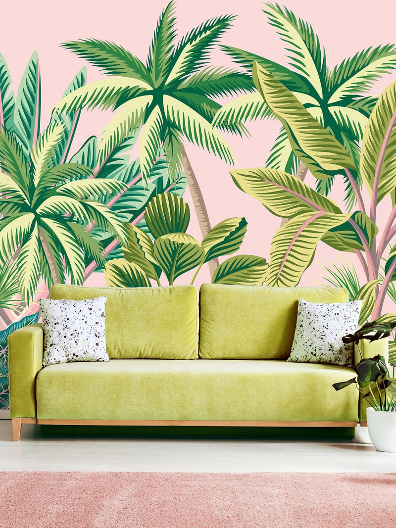 Origin Murals pink tropical palm mural 2.8m x 3.5m - British product