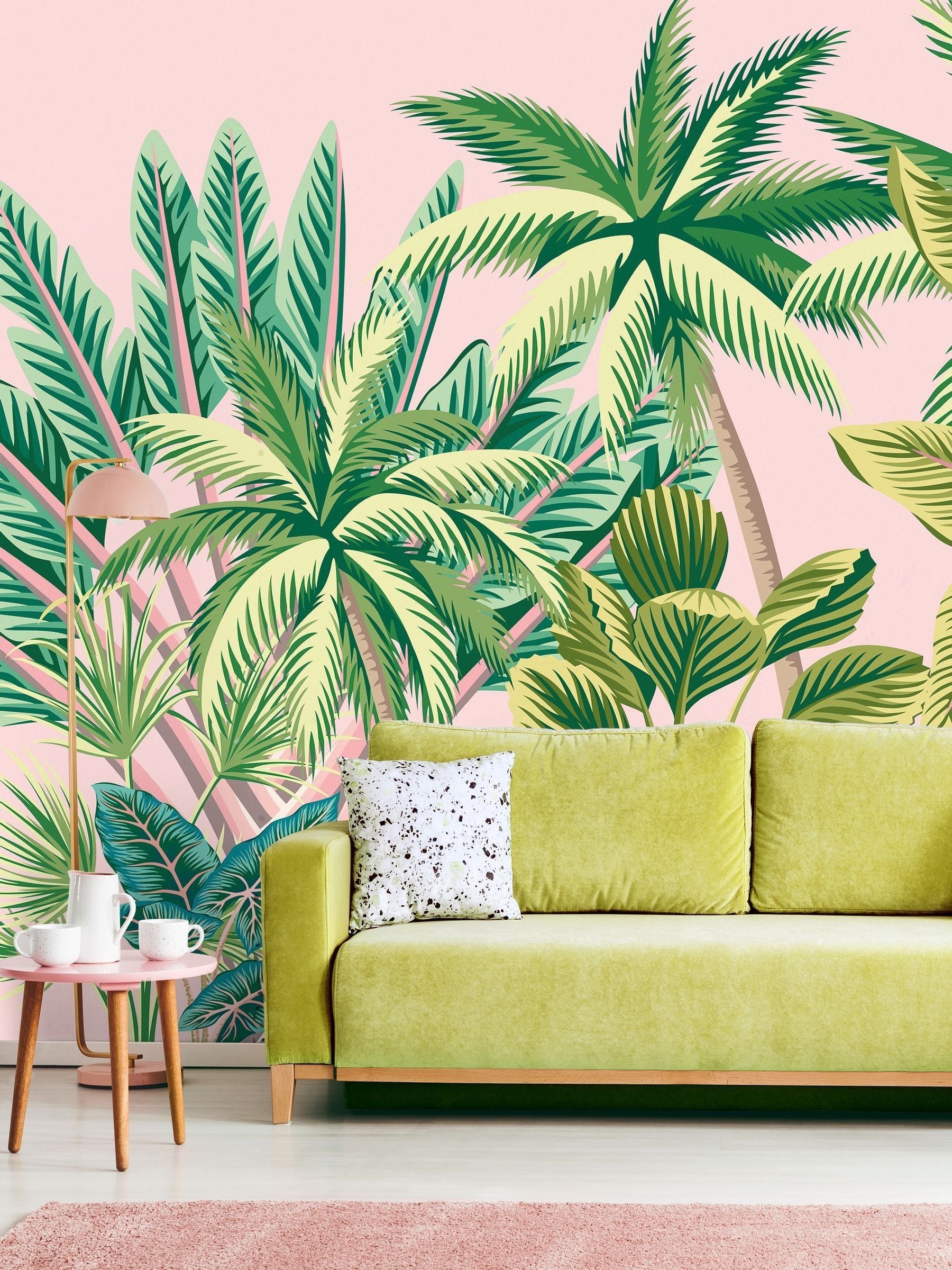 Origin Murals pink tropical palm mural 2.8m x 3.5m - British product