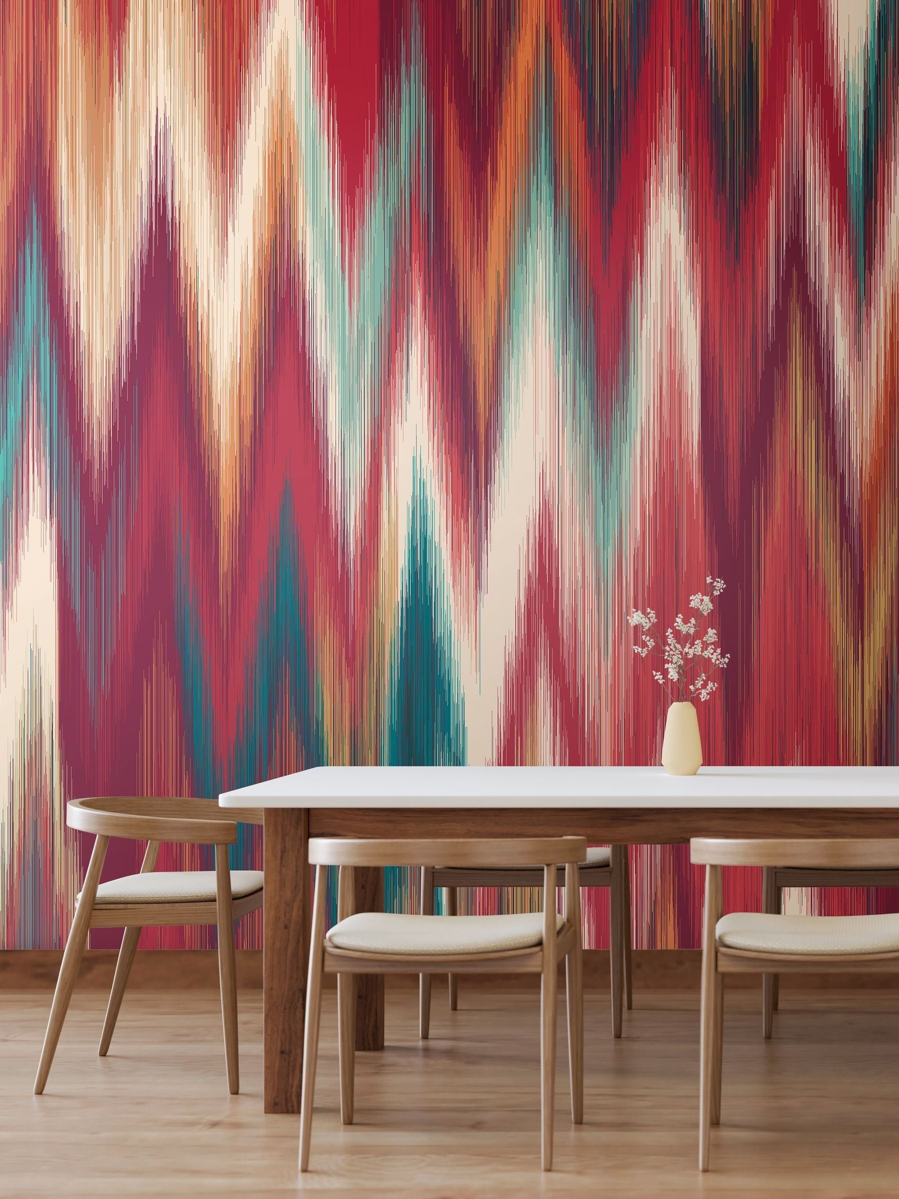 Origin Murals Natural Ikat Zig Zag Wall Mural 2.8m x 3.5m
