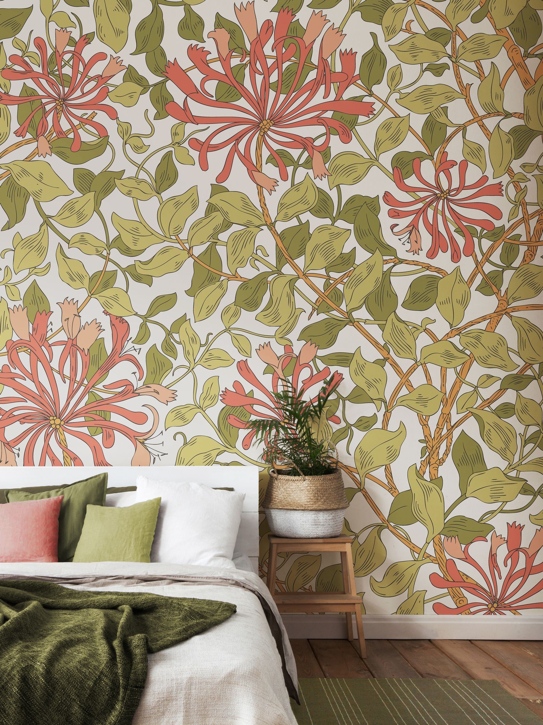 Origin Murals Soft Coral Honeysuckle 2.8m x 3.5m Wall Mural