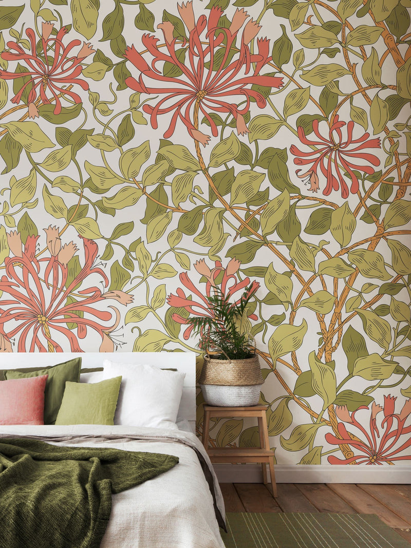 Origin Murals Soft Coral Honeysuckle 2.8m x 3.5m Wall Mural