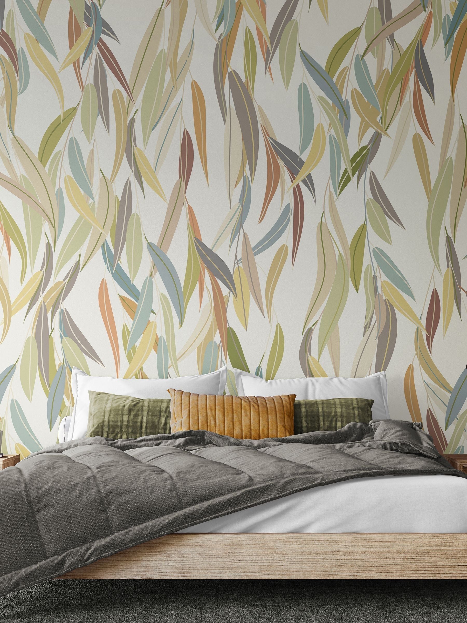 Origin Murals Natural Stone Willow Leaves 2.8m x 3.5m Wall Mural