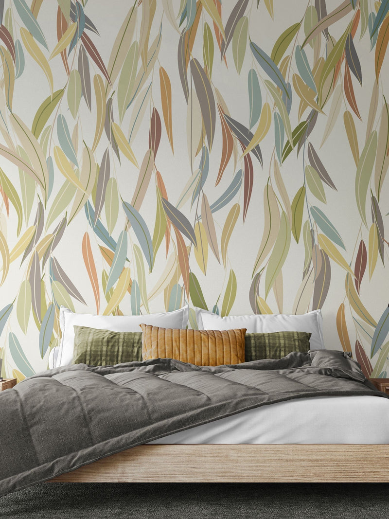 Origin Murals Natural Stone Willow Leaves 2.8m x 3.5m Wall Mural