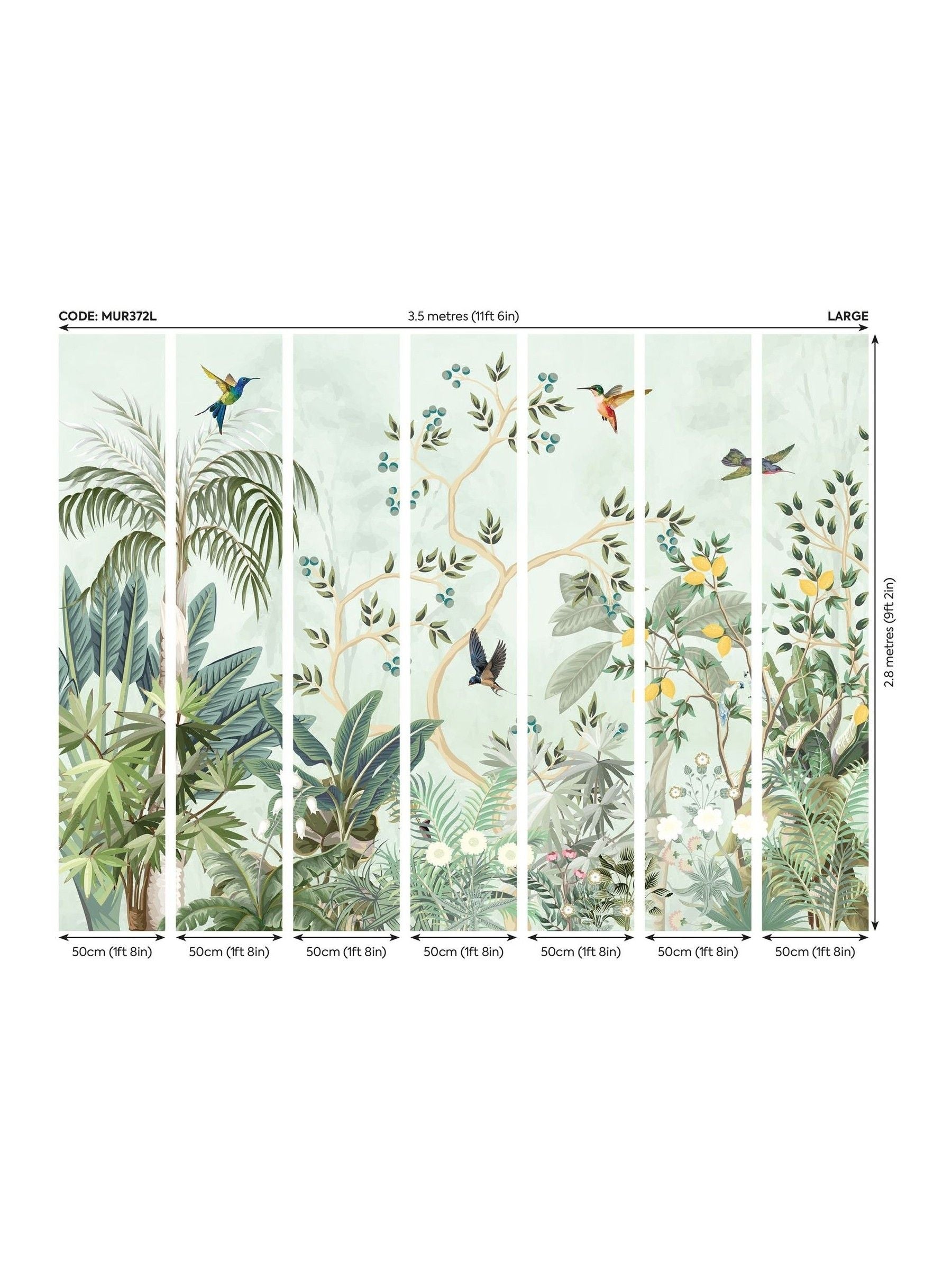 Origin Murals forest green lemon tree mural 2.8m x 3.5m, UK version