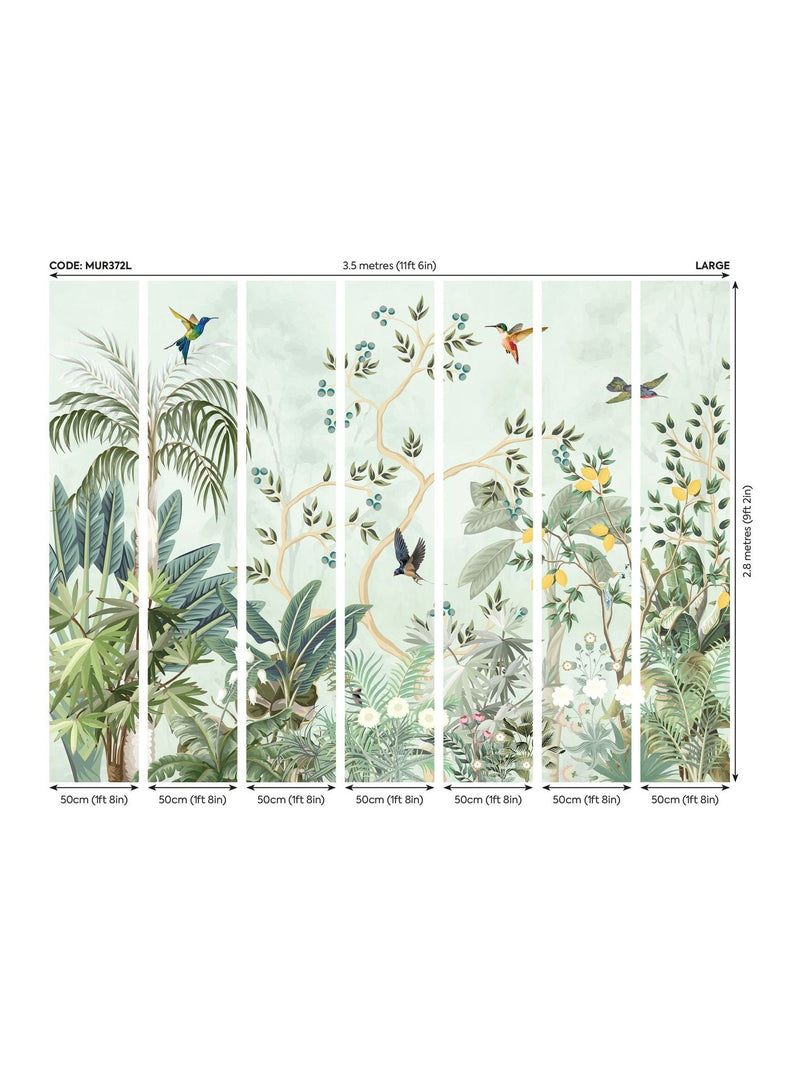 Origin Murals forest green lemon tree mural 2.8m x 3.5m, UK version