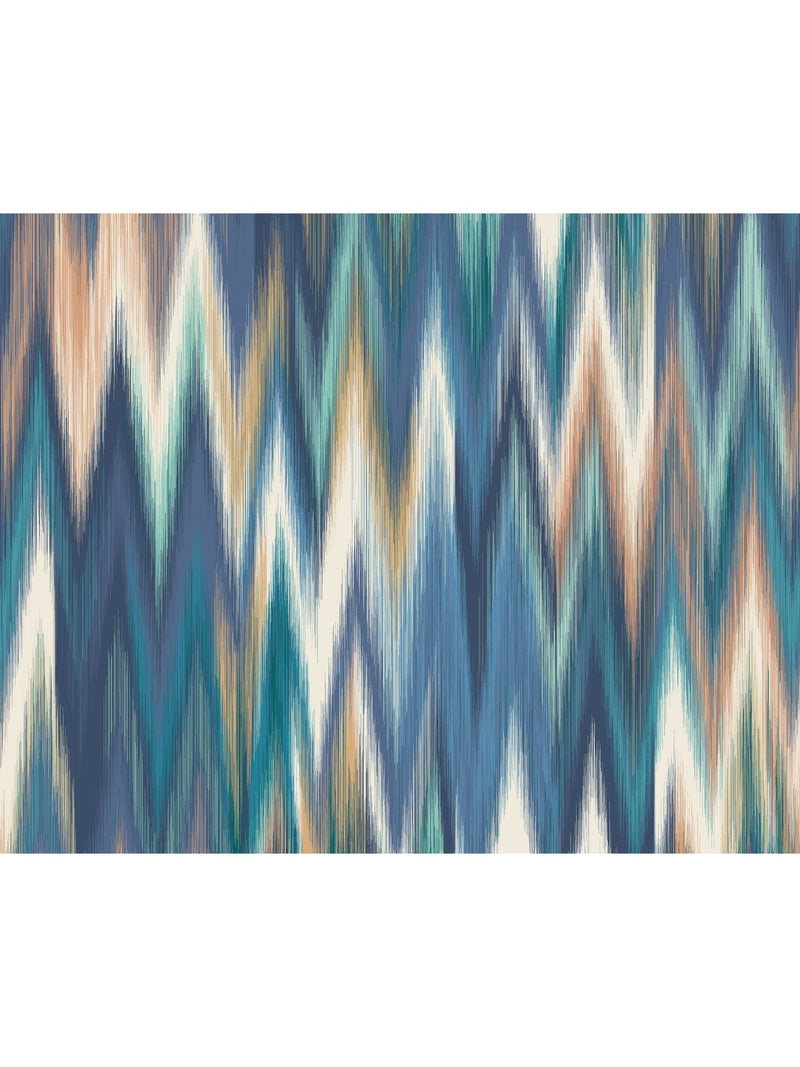 Origin Murals Indigo Blue Ikat Zig Zag A4 Wallpaper Sample