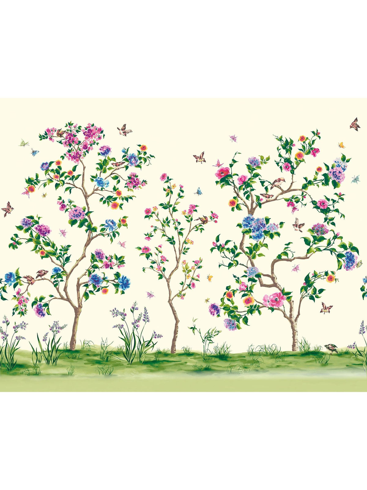 Origin Murals Ivory Oriental Flower Tree A4 Wallpaper Sample