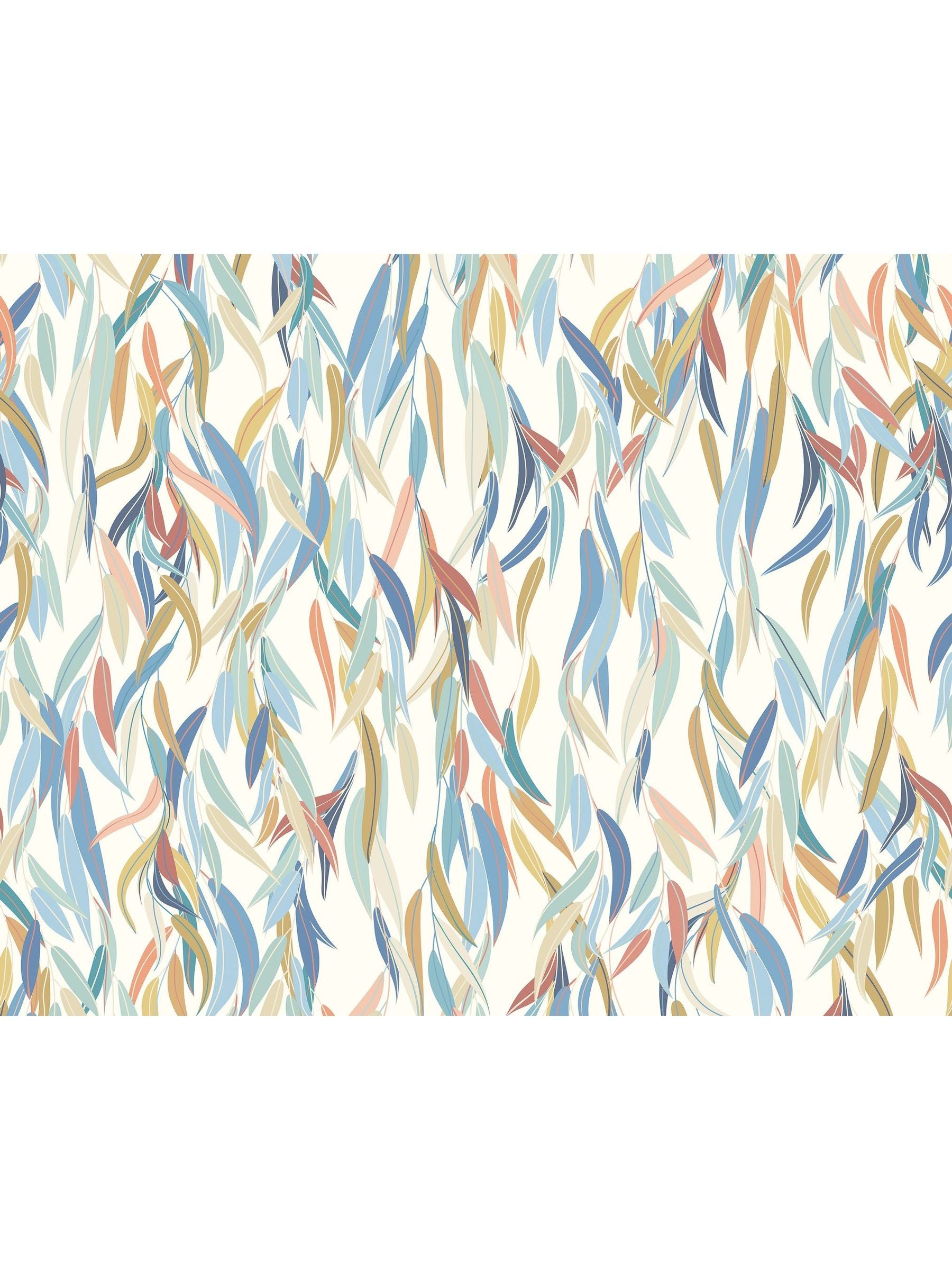 Origin Murals Denim Blue and Apricot Willow Leaves A4 Wallpaper Sample