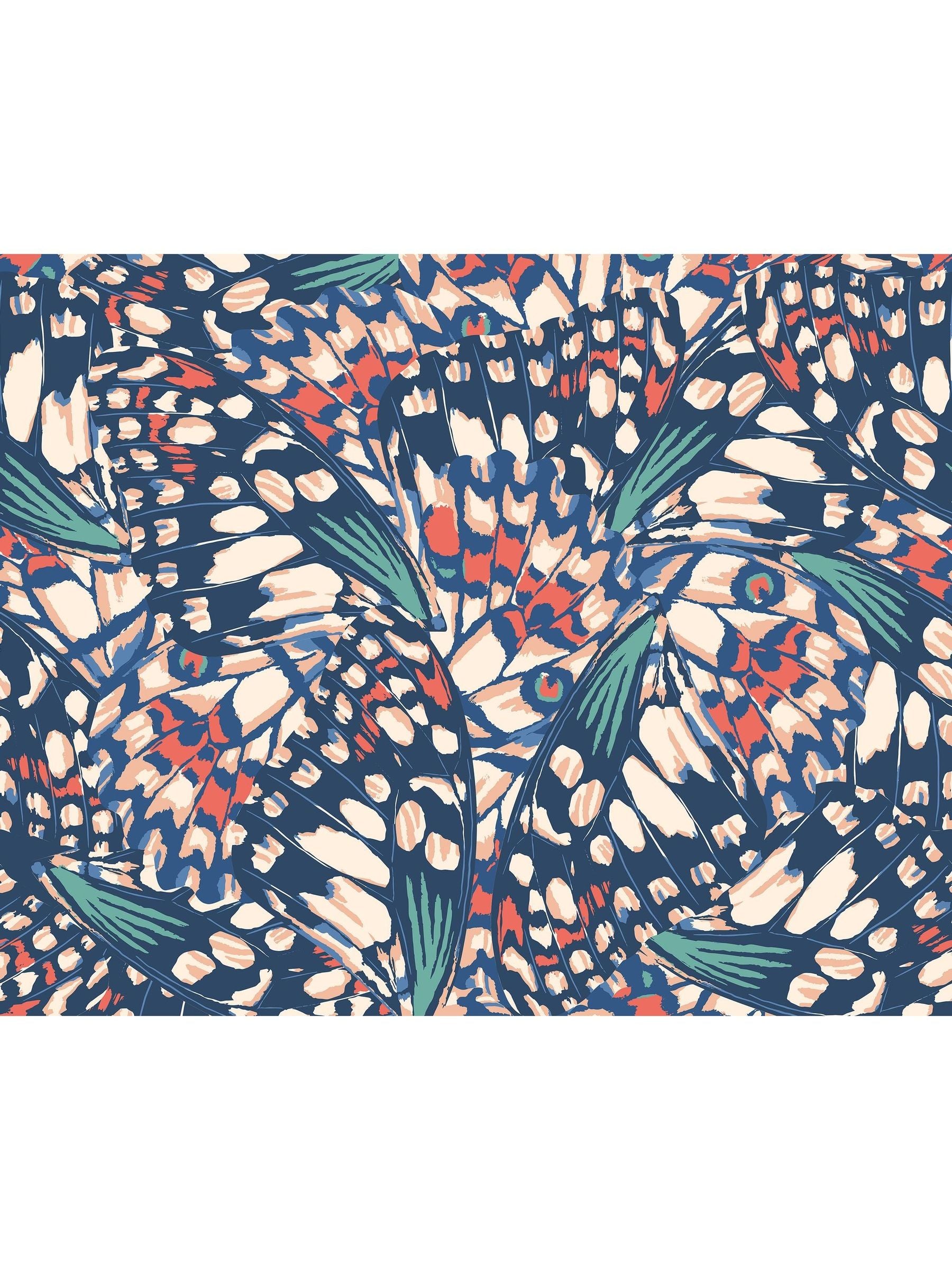 Origin Murals wallpaper sample butterfly wings navy coral A4 - British product