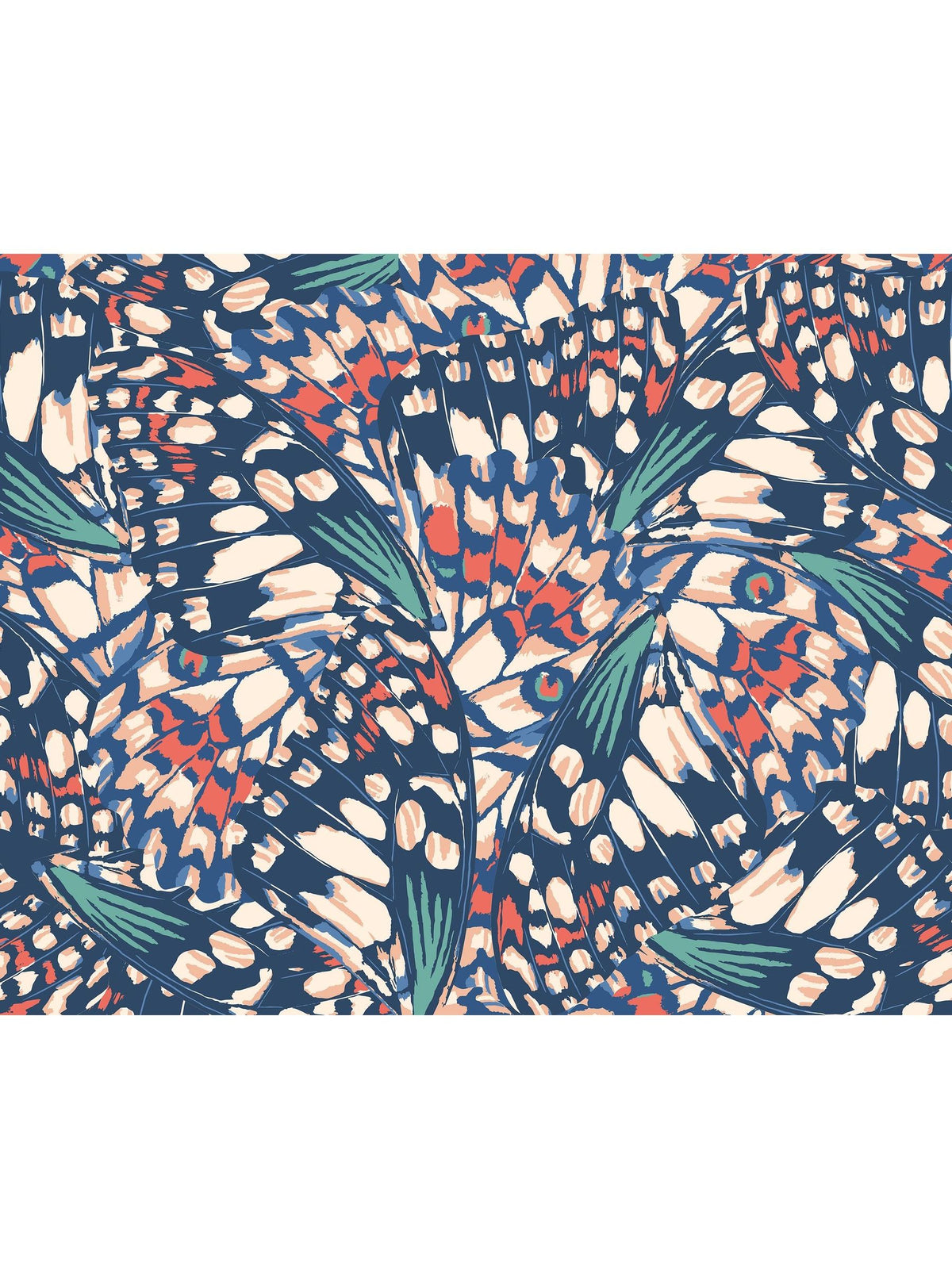 Origin Murals wallpaper sample butterfly wings navy coral A4 - British product