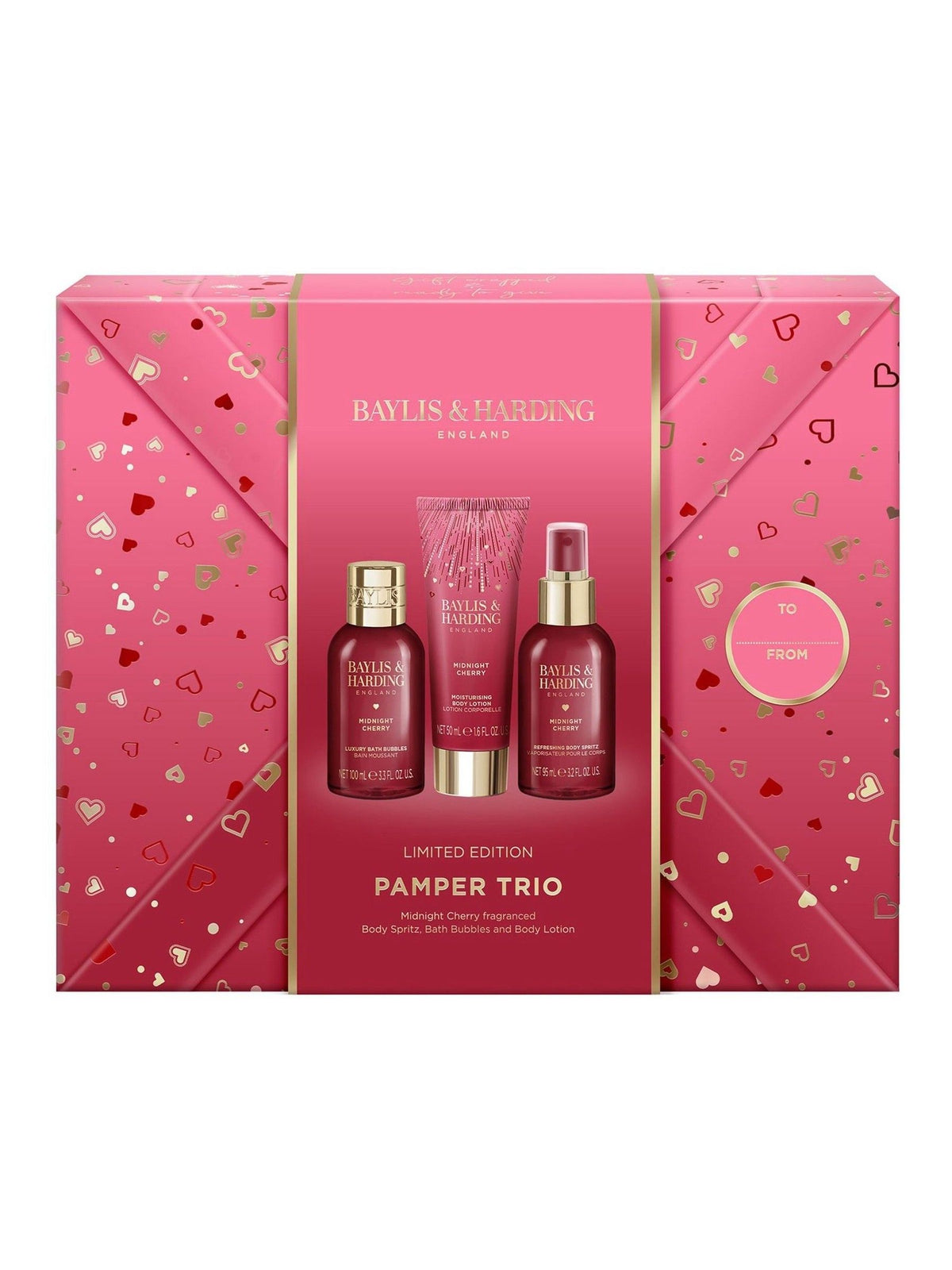 Baylis & Harding Midnight Cherry Gift Wrapped Pamper Trio Gift Set