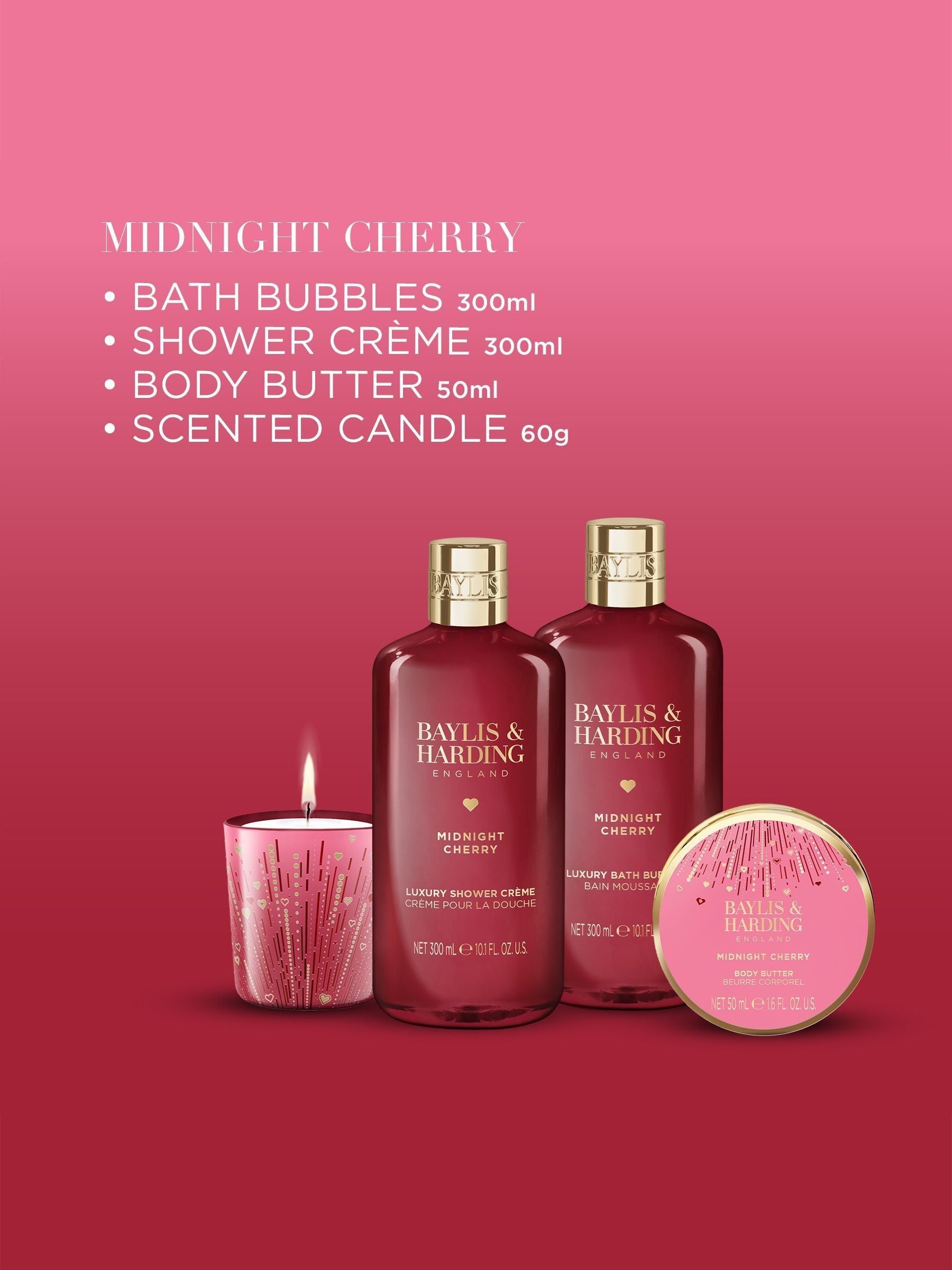 Baylis & Harding Midnight Cherry badegavesett - britisk produkt