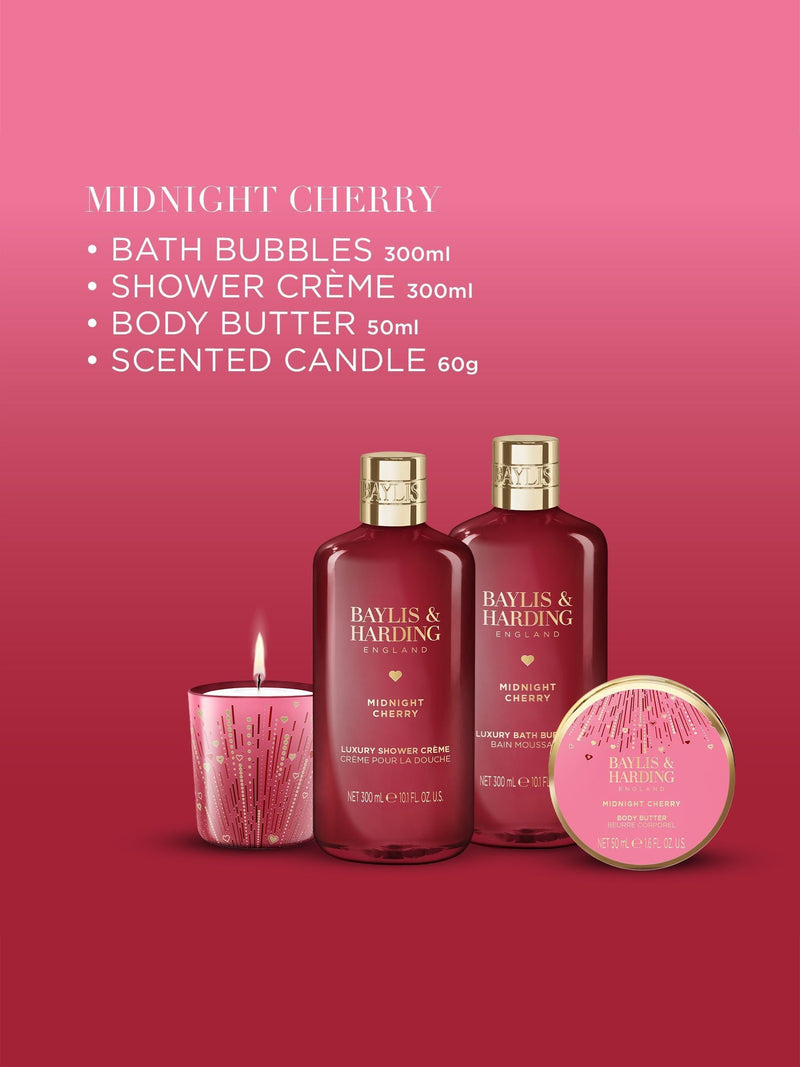 Baylis & Harding Midnight Cherry badegavesett - britisk produkt